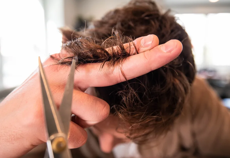 Hairdresser cutting a client's hair in a salon